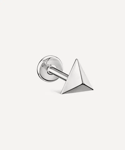 Maria Tash 14ct White Gold 7mm Faceted Triangle Threaded Stud Earring