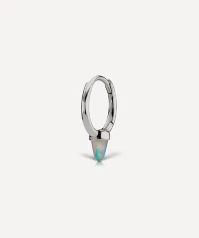 Maria Tash 8mm Single Short Opal Spike Non-rotating Hoop Earring In White Gold