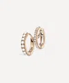 Maria Tash 14ct 8mm Pearl And Diamond Double Linked Eternity Hoop Earring Left