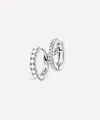Maria Tash 14ct 8mm Pearl And Diamond Double Linked Eternity Hoop Earring Left