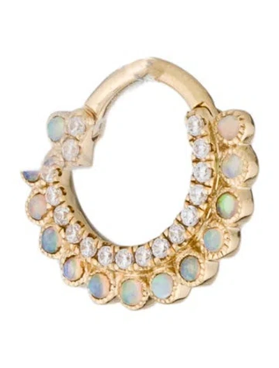 Pre-owned Maria Tash 14k Cubic Zirconia & Opal Apsara Single Hoop Earring In Multi