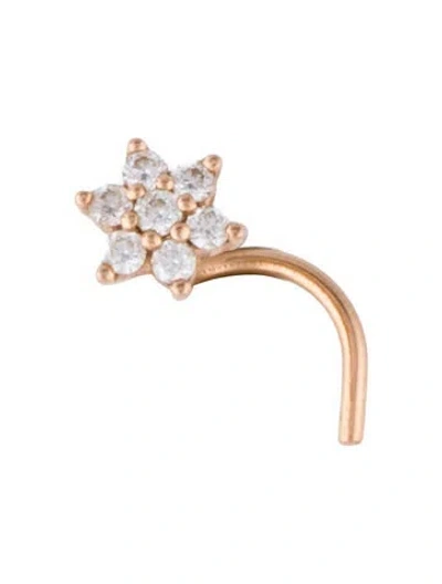 Pre-owned Maria Tash 14k Diamond Flower Nostril Screw In Multi