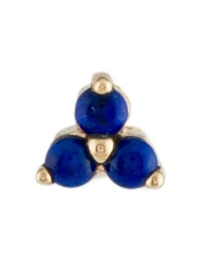 Pre-owned Maria Tash 14k Lapis Lazuli Single Trinity Threaded Stud Earring In Multi