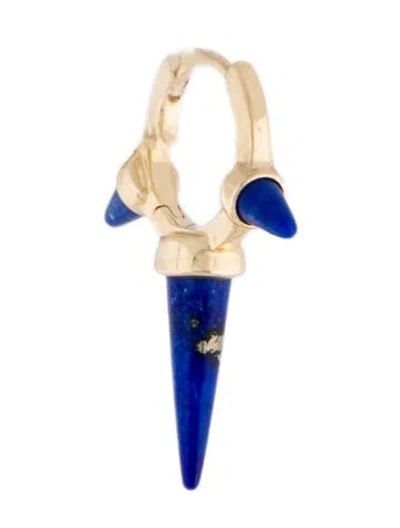 Pre-owned Maria Tash 14k Lapis Lazuli Triple Long Spike Hoop Earring In Multicolor