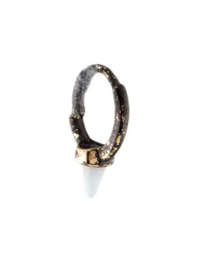 Pre-owned Maria Tash 14k Synthetic Opal Short Spike Single Hoop Earring In Multi