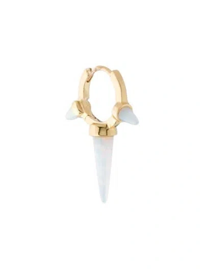Pre-owned Maria Tash 14k Synthetic Opal Triple Long Spike Single Hoop Earring In Multi