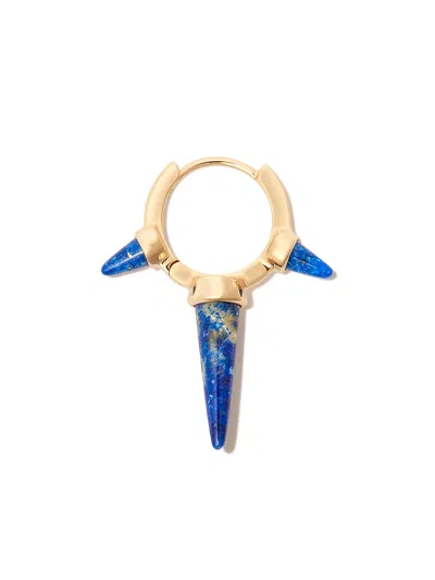 Maria Tash 18k Yellow Gold Triple Long Spike Lapis Hoop Earring