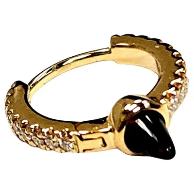 Pre-owned Maria Tash 18 Karat Gold Diamond And Fire Opal Single Hoop Earring In Multi