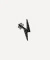Maria Tash Black Diamond Lightning Bolt Threaded Stud Earring In Gold And Black