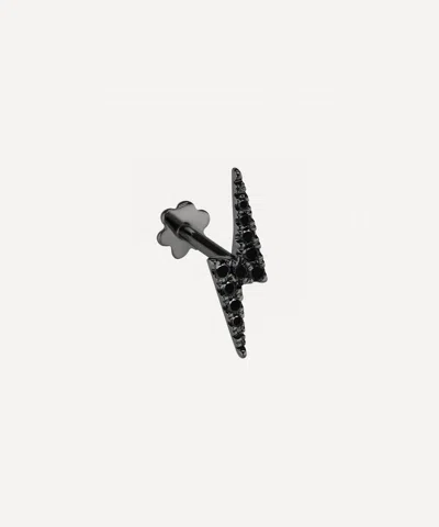 Maria Tash Black Diamond Lightning Bolt Threaded Stud Earring In Gold And Black