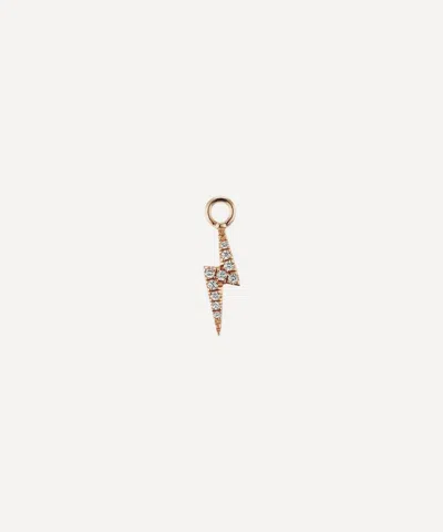 Maria Tash Diamond Lightning Bolt Charm In Rose Gold