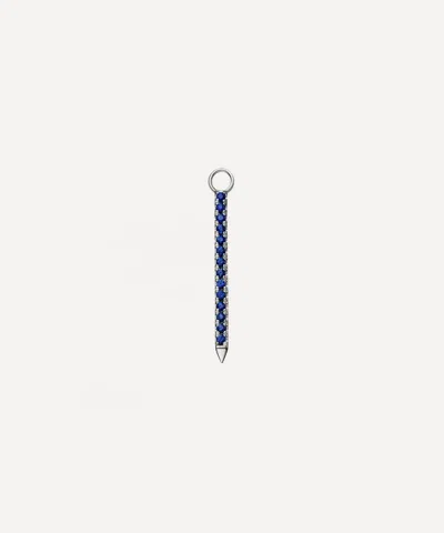 Maria Tash 18ct 18mm Double Sided Diamond And Sapphire Eternity Bar Charm In Silver