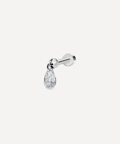 Maria Tash 18ct 4mm Floating Pear Diamond Charm Threaded Stud Earring