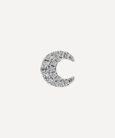 Maria Tash 18ct 5.5mm Diamond Moon Threaded Stud Earring In White Gold