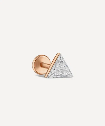 Maria Tash 18ct 5mm Invisible Set Triangle Diamond Single Threaded Stud Earring In Rose Gold