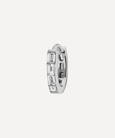 Maria Tash 18ct 6.5mm Invisible Set Baguette Diamond Eternity Hoop Earring In White Gold