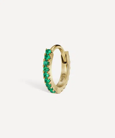 Maria Tash 18ct Gold 6.5mm Emerald Eternity Hoop Earring