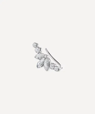Maria Tash 18ct Invisible Set Diamond Lotus Open Garland Single Climber Earring Right In White Gold