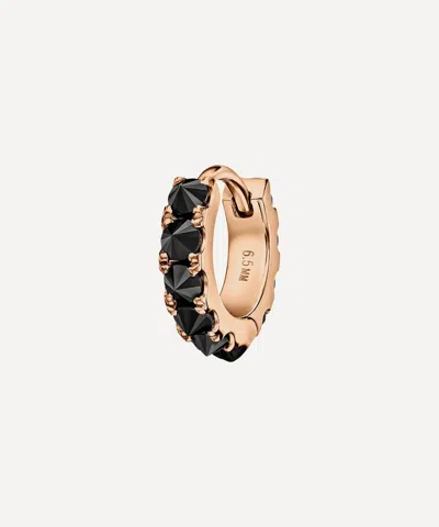 Maria Tash 18ct Rose Gold Black Diamond Eternity 6.5mm Hoop Earring
