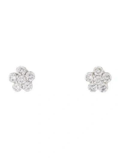 Pre-owned Maria Tash 18k 1.02ctw Diamond Invisible Flower Stud Earrings In Multi