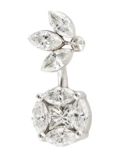 Pre-owned Maria Tash 18k 1.84ctw Diamond Lotus And Cluster Navel Barbell In Multi
