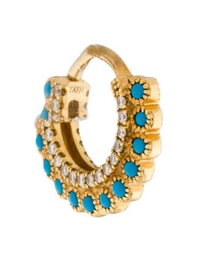Pre-owned Maria Tash 18k Composite Turquoise, Opal & Diamond Hoop Earring In Multi