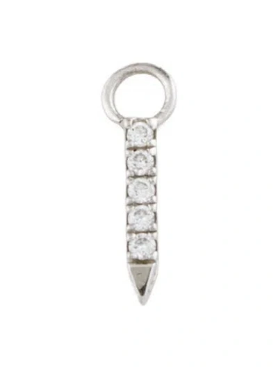 Pre-owned Maria Tash 18k Diamond & Sapphire Pavé Bar Dangle Charm Only In Multicolor