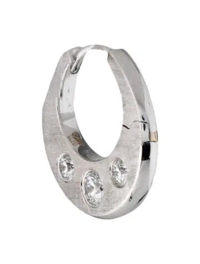 Pre-owned Maria Tash 18k Diamond Crescent Reversible Hoop Earring In Multi