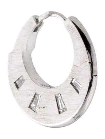 Pre-owned Maria Tash 18k Diamond Crescent Reversible Single Hoop Earring In Multi