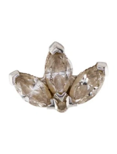 Pre-owned Maria Tash 18k Diamond Engraved Lotus Single Earring In Multi