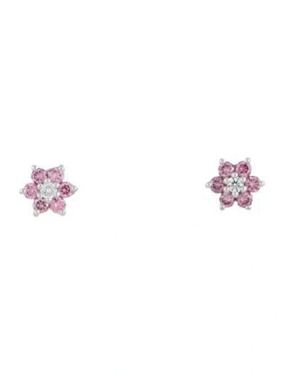Pre-owned Maria Tash 18k Diamond Flower Stud Earrings In Multi