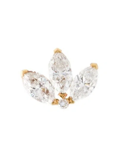 Pre-owned Maria Tash 18k Diamond Invisible Lotus Threaded Single Stud Earring In Multicolor