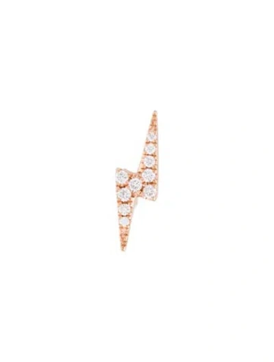Pre-owned Maria Tash 18k Diamond Single Lighting Bolt Threaded Stud Earring In Multicolor