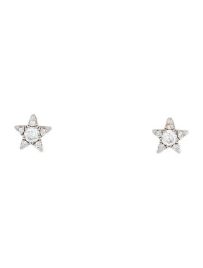 Pre-owned Maria Tash 18k Diamond Star Threaded Stud Earrings In Multicolor