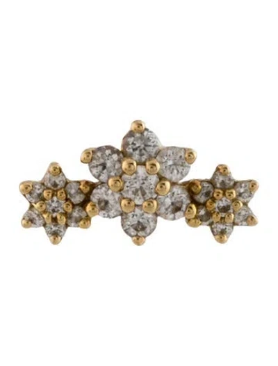 Pre-owned Maria Tash 18k Diamond Three Flower Garland Threaded Single Stud Earring In Multicolor