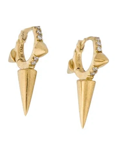 Pre-owned Maria Tash 18k Diamond Triple Long Spike Eternity Hoop Earrings In Multi