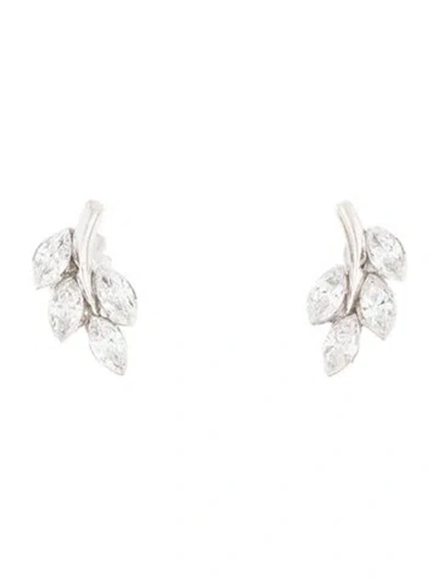 Pre-owned Maria Tash 18k Diamond Vine Stud Earrings In Multicolor