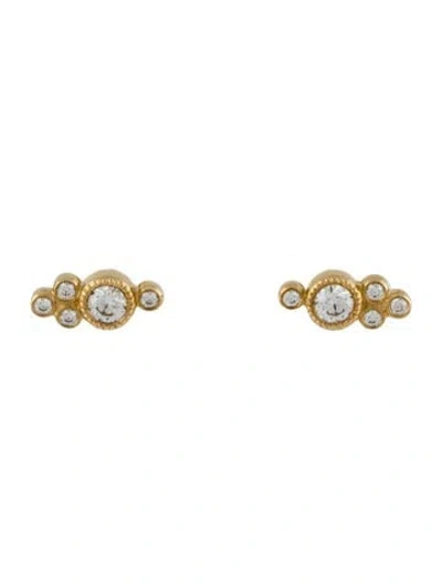 Pre-owned Maria Tash 18k Five Diamond Trinity Stud Earrings In Multi
