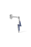 Maria Tash 18ct Diamond And Sapphire Lightning Bolt Charm Single Threaded Stud Earring In Silver