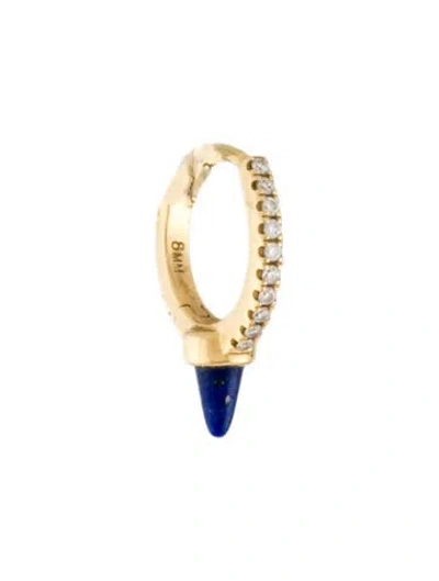 Pre-owned Maria Tash 18k Lapis & Diamond Short Spike Eternity 'single' Hoop Earring In Multicolor