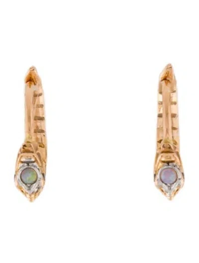 Pre-owned Maria Tash 18k Opal & Diamond Snake Huggie Earrings In Multi