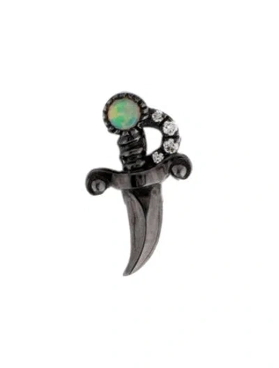 Pre-owned Maria Tash 18k Opal & Diamond Sword Single Stud Earring In Multicolor