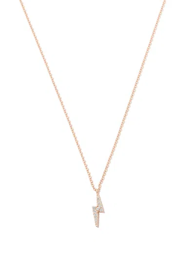 Maria Tash 18k Rose Gold Diamond Lightning Pendant Necklace In Pink