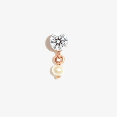 Maria Tash 18k Rose Gold Invisible Set Dangle Pearl Diamond Earring In Pink