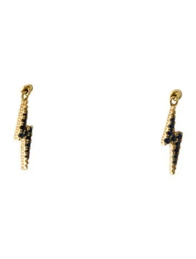 Pre-owned Maria Tash 18k Sapphire & Diamond Lightning Bolt Drop Earrings In Multi