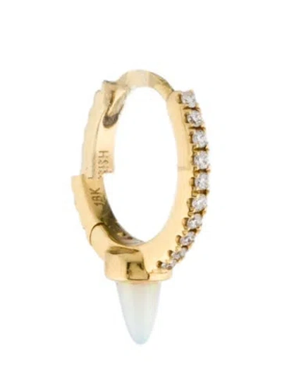 Pre-owned Maria Tash 18k Synthetic Opal & Diamond Short Spike Single Hoop Earring In Multi
