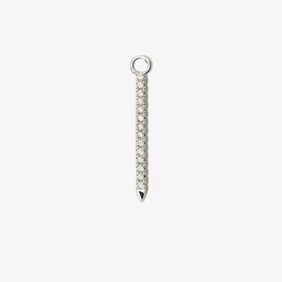Maria Tash 18k White Gold Eternity Bar Diamond And Sapphire Charm In Silver