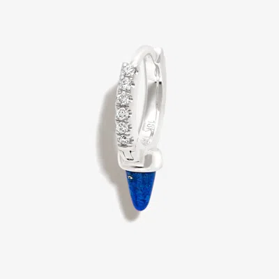 Maria Tash 18k White Gold Spike Eternity Lapis Diamond Hoop Earring In Silver