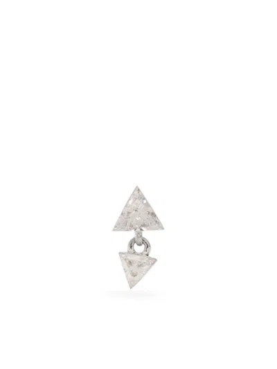 Maria Tash 18k White Gold Triangle Diamond Drop Earring In Silver