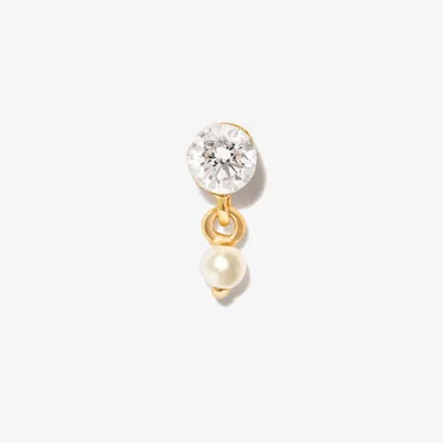 Maria Tash 18k Yellow Gold Invisible Set Dangle Pearl Diamond Earring